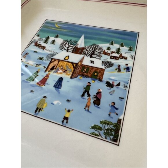 Villeroy & Boch Naif Christmas Square Handled Cake Plate Luxembourg 8" - Picture 3 of 12